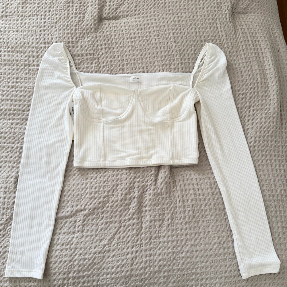 Wilfred White Long Sleeve Crop Top